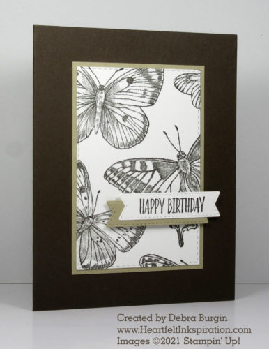 Butterfly Brilliance | Creating these little backgrounds in a variety of colors is addictive!  Please click to read more! | Stampin' Up! | HeartfeltInkspiration.com | Debra Burgin