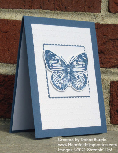 Butterfly Brilliance | What a great concept to offer a background stamp set of six butterfly images ... and a die to cut them all out at one time!  Please click to read more! | Stampin' Up! | HeartfeltInkspiration.com | Debra Burgin