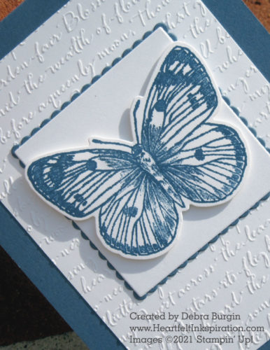 Butterfly Brilliance | What a great concept to offer a background stamp set of six butterfly images ... and a die to cut them all out at one time!  Please click to read more! | Stampin' Up! | HeartfeltInkspiration.com | Debra Burgin