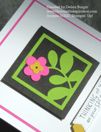 Floral Squares | Inspired Thoughts | This set of four square dies, plus detailed pieces, helps create a card with great impact -- simply!  Please click to read more! | Stampin' Up! | HeartfeltInkspiration.com | Debra Burgin