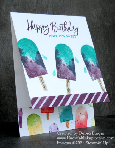 Sweet Ice Cream | Blueberry and grape ice pops -- I'm in!  Of course, you can stamp these confections in a variety of colors!  Please click to read more! | Stampin' Up! | HeartfeltInkspiration.com | Debra Burgin