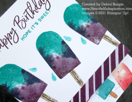 Sweet Ice Cream | Blueberry and grape ice pops -- I'm in!  Of course, you can stamp these confections in a variety of colors!  Please click to read more! | Stampin' Up! | HeartfeltInkspiration.com | Debra Burgin