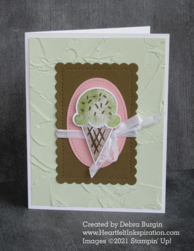 Sweet Ice Cream | Not lucky enough to score some Ice Cream Sprinkles Designer Series Paper?  Then this card is for you!  Please click to read more! | Stampin' Up! | HeartfeltInkspiration.com | Debra Burgin