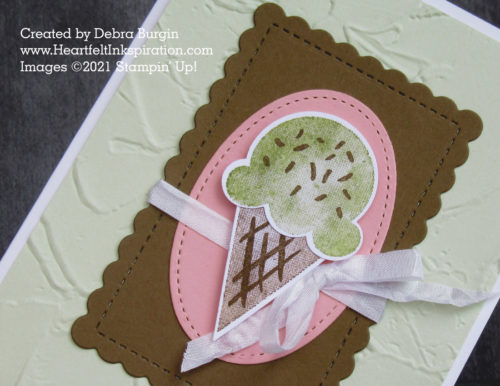 Sweet Ice Cream | Not lucky enough to score some Ice Cream Sprinkles Designer Series Paper?  Then this card is for you!  Please click to read more! | Stampin' Up! | HeartfeltInkspiration.com | Debra Burgin