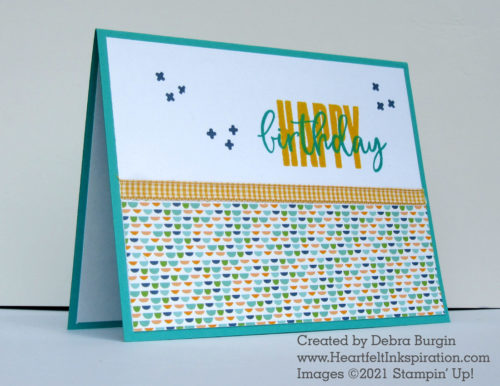 Biggest Wish | A powerful, graphic sentiment and some fun patterned paper go a long way toward wishing someone Happy Birthday!  Please click to read more! | Stampin' Up! | HeartfeltInkspiration.com | Debra Burgin