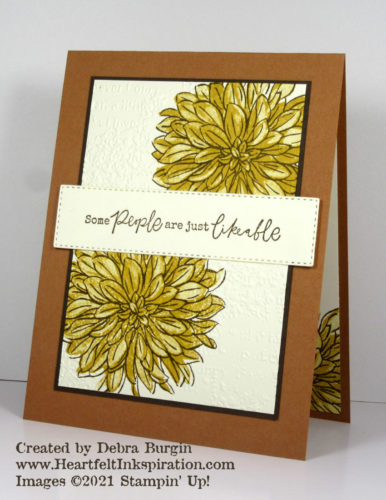 Delicate Dahlias | Beauty of Tomorrow | This is an excellent two-step image, and I anticipated the fall season a bit by using some late summer colors.  vPlease click to read more! | Stampin' Up! | HeartfeltInkspiration.com | Debra Burgin