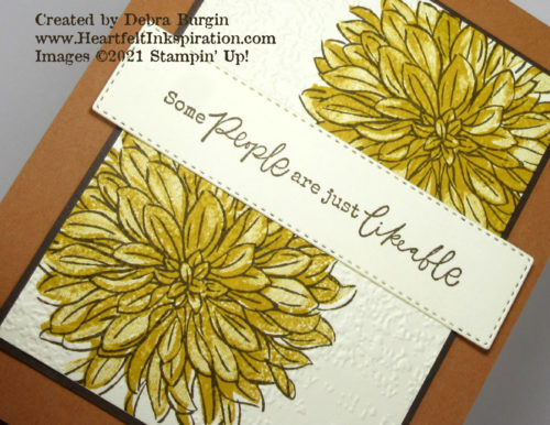 Delicate Dahlias | Beauty of Tomorrow | This is an excellent two-step image, and I anticipated the fall season a bit by using some late summer colors.  vPlease click to read more! | Stampin' Up! | HeartfeltInkspiration.com | Debra Burgin