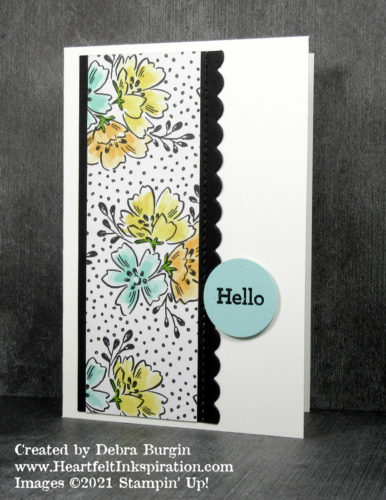 Beautifully Penned | A pack of B&W patterned paper?  Free?  I'm in!  This particular pattern is fun and simple to color.  Please click to read more! | Stampin' Up! | HeartfeltInkspiration.com | Debra Burgin