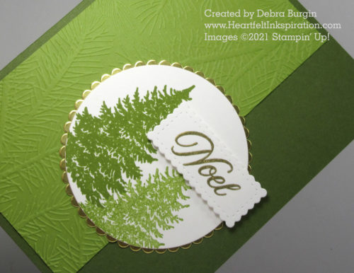 Evergreen Elegance | Tidings & Trimmings | Green + gold = holiday elegance!  Please click to read more! | Stampin' Up! | HeartfeltInkspiration.com | Debra Burgin