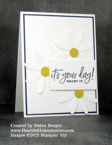 Daisy Lane | Happiest of Birthdays | I CASEd this card from Mary Fish, one of my favorite stampers.  I made a few changes -- please click to read more! | Stampin' Up! | HeartfeltInkspiration.com | Debra Burgin