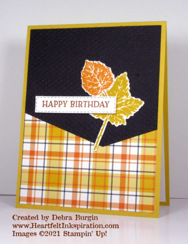 Gorgeous Leaves | Until 2020, I had no idea that Plaidurday was a real holiday!  This card celebrates -- please click to read more! | Stampin' Up! | HeartfeltInkspiration.com | Debra Burgin