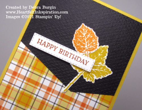 Gorgeous Leaves | Until 2020, I had no idea that Plaidurday was a real holiday!  This card celebrates -- please click to read more! | Stampin' Up! | HeartfeltInkspiration.com | Debra Burgin