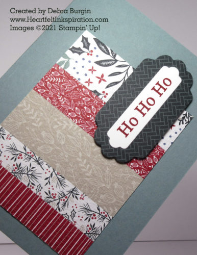 Perfectly Plaid | Tidings of Christmas | I didn't create this using scraps, I cut into full sheets of this paper to make this card!  Of course, I was cutting for *lots* of them!  Please click to read more! | Stampin' Up! | HeartfeltInkspiration.com | Debra Burgin