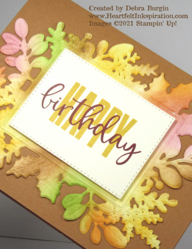 Biggest Wish | Merriest Frames | OK, "technically" this die is a Christmas die (note the holly leaves), but coloring it with autumn colors transforms it!  Please click to read more! | Stampin' Up! | HeartfeltInkspiration.com | Debra Burgin