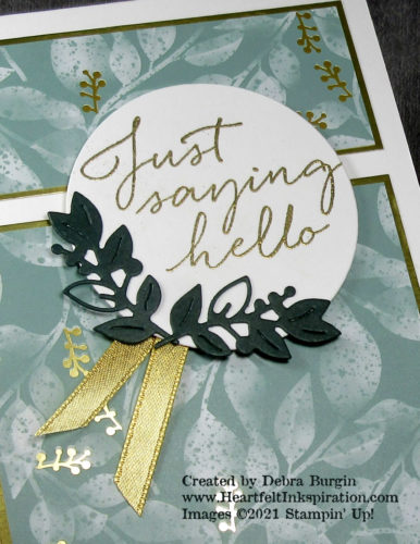 Tasteful Touches | This card allows the beautiful Ever Eden background paper to do most of the work!  Please click to read more! | Stampin' Up! | HeartfeltInkspiration.com | Debra Burgin