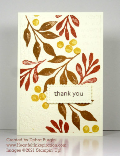 Christmas Season | Art Gallery | Never mind the name of the stamp set!  Leaves and berries happen in autumn, too!  Please click to read more! | Stampin' Up! | HeartfeltInkspiration.com | Debra Burgin