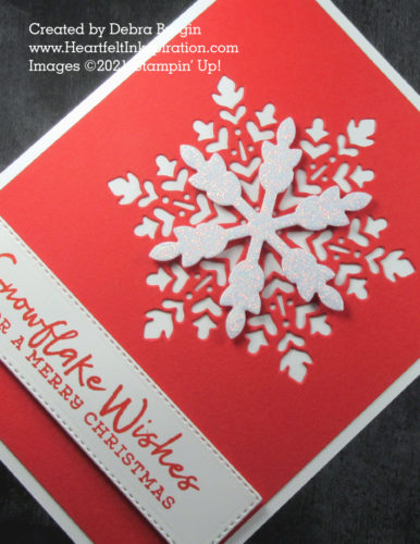 Snowflake Wishes | Red and white for Christmas -- I love it!  Please click to read more! | Stampin' Up! | HeartfeltInkspiration.com | Debra Burgin