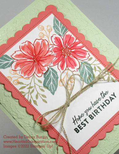 Friendly Hello | This camp card was inspired by Libby Fens, and I went on to create a note card with similar characteristics.  Please click to read more! | Stampin' Up! | HeartfeltInkspiration.com | Debra Burgin