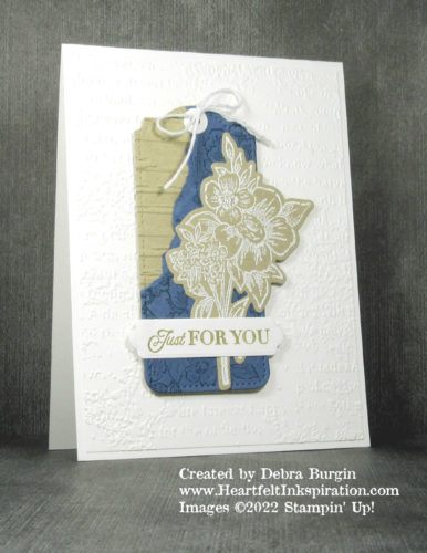 Blessings of Home | Celebrating You | Timeworn Type | Tailor Made Tags | The original version that I saw of this tag was in Blushing Bride, but I wanted a less feminine feel.  Please click to read more! | Stampin' Up! | HeartfeltInkspiration.com | Debra Burgin