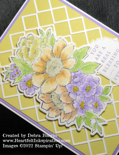 Blessings of Home | Rain Boots dies | I cut several pieces of "lattice" to create the background -- please click to read more! | Stampin' Up! | HeartfeltInkspiration.com | Debra Burgin