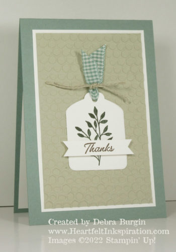 Friendly Hello | Thank you note card -- please click to read more! | Stampin' Up! | HeartfeltInkspiration.com | Debra Burgin