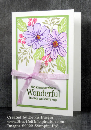 Friendly Hello | Birthday note card -- please click to read more! | Stampin' Up! | HeartfeltInkspiration.com | Debra Burgin