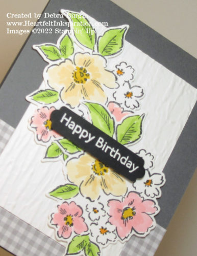 Hand-Penned Petals | Sketch challenges are a great way to start a card.  This one is from Freshly Made Sketches.  Please click to read more! | Stampin' Up! | HeartfeltInkspiration.com | Debra Burgin  