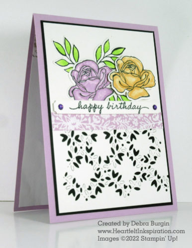 Happiness Abounds | Blossoming Happiness | The pierced die in this bundle is amazing; some elements are completely cut out, and others just partially so they can be lifted away from the panel.  So cool!  Please click to read more! | Stampin' Up! | HeartfeltInkspiration.com | Debra Burgin  