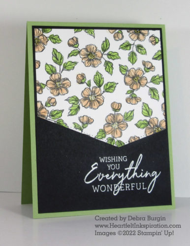 Charming Sentiments | One of my favorite layouts is this "angled cut" one.  It's created with the Basic Borders die set.  Please click to read more! | Stampin' Up! | HeartfeltInkspiration.com | Debra Burgin  