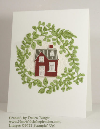 Ringed with Nature | A stamp set labeled "two-step" means that you'll use more than one stamp to complete an image.  Here, the bottom of the house is one stamp and the roof is another.  Please click to read more! | Stampin' Up! | HeartfeltInkspiration.com | Debra Burgin  