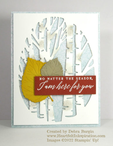 Perched in a Tree | Aspen Tree | The dies in this bundle are absolutely amazing.  Just a smudge of light gray on the bark adds so much!  Please click to read more! | Stampin' Up! | HeartfeltInkspiration.com | Debra Burgin  