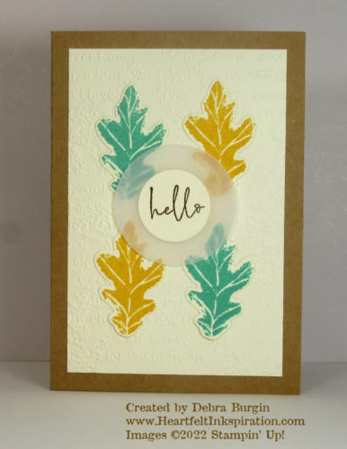 Hello Harvest | Soft Seedlings | This Kraft Note Card is simple and sweet.  Please click to read more! | Stampin' Up! | HeartfeltInkspiration.com | Debra Burgin  