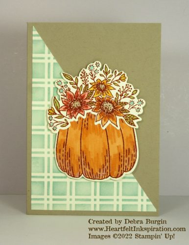 Harvest Pumpkin | This is a perfectly fine pumpkin, but it's absolutely charming with a floral arrangement on it!  Please click to read more! | Stampin' Up! | HeartfeltInkspiration.com | Debra Burgin  