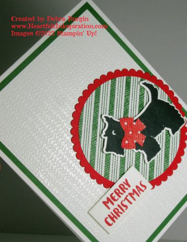 Knit Together | Christmas Scottie | Have you ever tried heat embossing with a background stamp?  Please click to read more! | Stampin' Up! | HeartfeltInkspiration.com | Debra Burgin  