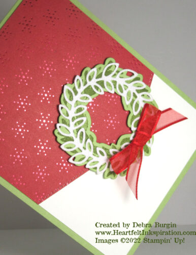 Cottage Wreaths | So much sparkle and shimmer!  Please click to read more! | Stampin' Up! | HeartfeltInkspiration.com | Debra Burgin  