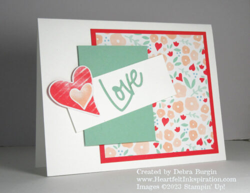 Love for You | CASEd from Mary Fish, this card has a reverse die cut on the front that lets the cardstock peek through.  Please click to read more! | Stampin' Up! | HeartfeltInkspiration.com | Debra Burgin  