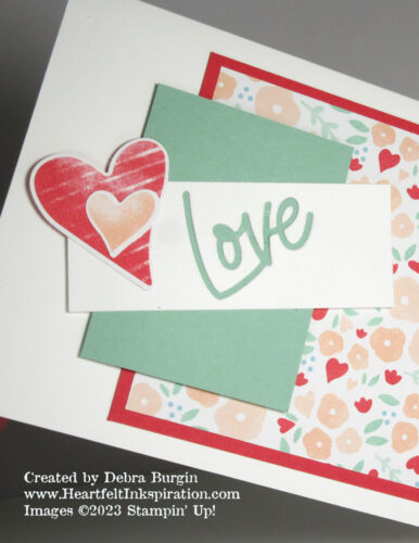 Love for You | CASEd from Mary Fish, this card has a reverse die cut on the front that lets the cardstock peek through.  Please click to read more! | Stampin' Up! | HeartfeltInkspiration.com | Debra Burgin  