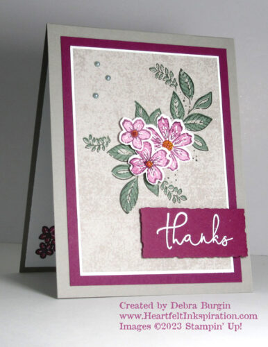 Petal Park | Sentimental Park | This Gray Granite-based card could be sort of moody, but the bright pops of Rich Razzleberry perk things up!  Please click to read more! | Stampin' Up! | HeartfeltInkspiration.com | Debra Burgin  