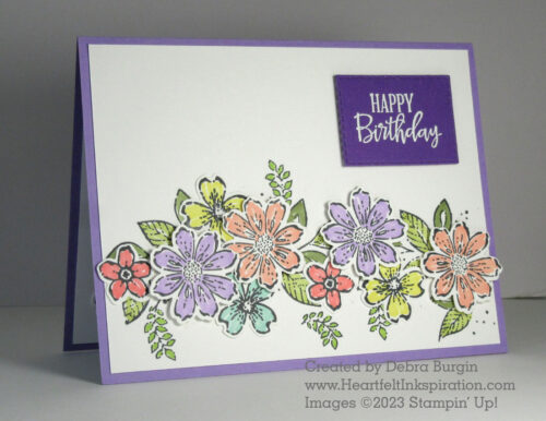 Petal Park | Peaceful Moments | Don't stop at three flowers!  Stamp, color, and punch a bunch of them for an explosion of spring color!  Please click to read more! | Stampin' Up! | HeartfeltInkspiration.com | Debra Burgin  