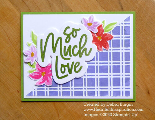 Love for You | Artistic Mix Decorative Masks | A lively, love-ly anniversary card!  Please click to read more! | Stampin' Up! | HeartfeltInkspiration.com | Debra Burgin