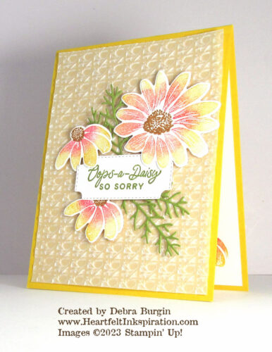 Cheerful Daisies | So many possibilities for this bundle!  This card keeps things spring-y and light.  Please click to read more! | Stampin' Up! | HeartfeltInkspiration.com | Debra Burgin  
