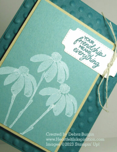 Cheerful Daisies | This "silhouette" technique is easily done -- please click to read more! | Stampin' Up! | HeartfeltInkspiration.com | Debra Burgin  