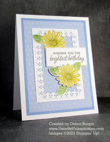 Cheerful Daisies | Using a Vellum overlay gives you two shades of Boho Blue, just like that!  Please click to read more! | Stampin' Up! | HeartfeltInkspiration.com | Debra Burgin  