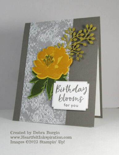 Textured Floral | The voice in my head that said, "How many flower sets do you really need?" was silenced when I saw this bundle!  Please click to read more! | Stampin' Up! | HeartfeltInkspiration.com | Debra Burgin  