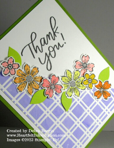 Petal Park | Good Feelings | Artistic Mix Decorative Masks | You must see -- and touch -- this card to see why using Embossing Paste is so fun!  Please click to read more! | Stampin' Up! | HeartfeltInkspiration.com | Debra Burgin  