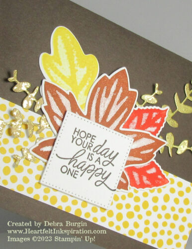 Autumn Leaves | The Early Espresso card base beautifully showed off these leaves in traditional colors!  Please click to read more! | Stampin' Up! | HeartfeltInkspiration.com | Debra Burgin  