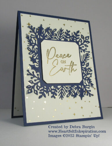 Christmas Classics | A simple card with tons of impact, thanks to the amazingly detailed and beautiful die-cut frame.  Please click to read more! | Stampin' Up! | HeartfeltInkspiration.com | Debra Burgin  