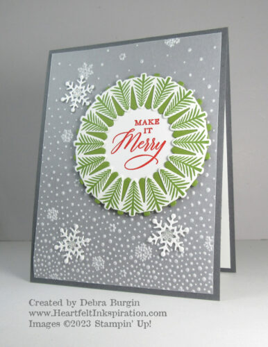 Wishes All Around | Snowflake Sky | The set of wreaths in this bundle is certainly the most unique I have ever owned!  Please click to read more! | Stampin' Up! | HeartfeltInkspiration.com | Debra Burgin  