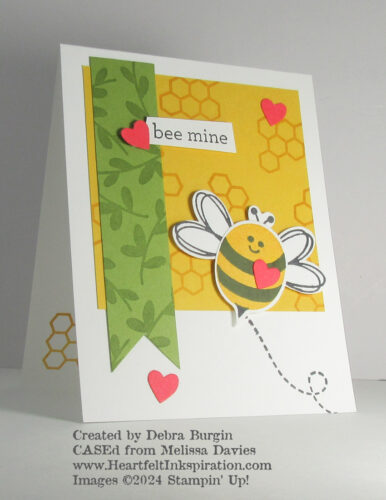Bee My Valentine | Thanks to Melissa Davies for this card -- it was perfect to use for camp!  Please click to read more! | Stampin' Up! | HeartfeltInkspiration.com | Debra Burgin  