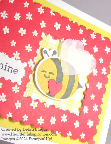 Bee My Valentine | The patterns in the Bee Mine Designer Series Paper pack are pretty bzzzy when used together -- please click to read more! | Stampin' Up! | HeartfeltInkspiration.com | Debra Burgin  